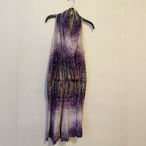 Purple and Yellow Sleeveless Dress